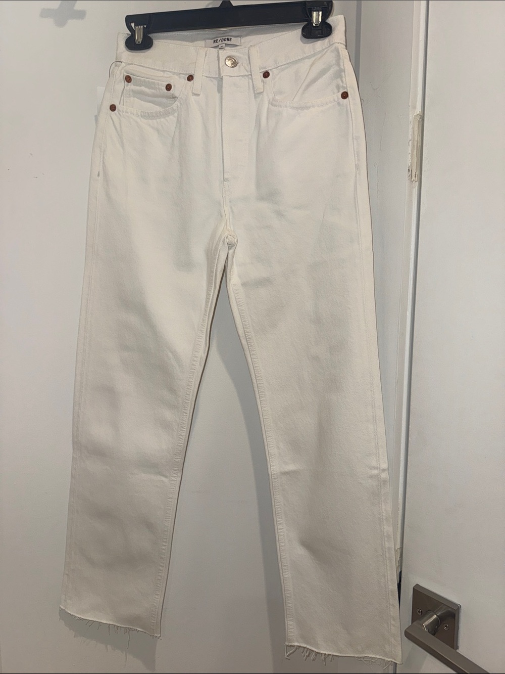 Re/Done Women’s White Straight Leg Jeans